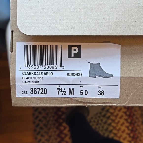 Clark's black suede ankle boots  WMS. 7.5M new in box. Clarkdale Arlo - Picture 4 of 8